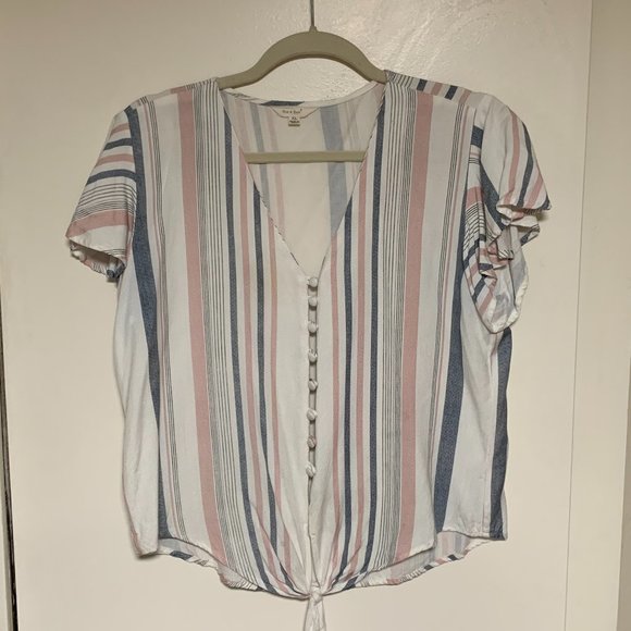 ⭐2/$20 Sim & Sam | Women's Short Sleeve Button Down Shirt Size XL - Picture 1 of 6
